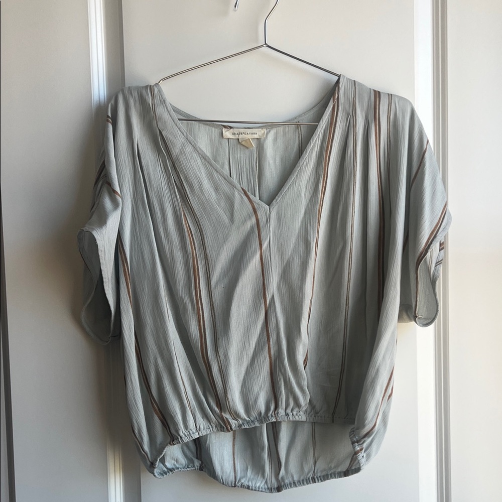 Striped V-Neck Crop Shirt